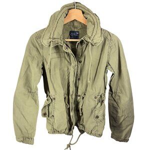 American Eagle Olive Green Cotton Utility Hooded Jacket Xs/Tp Lightweight Milita